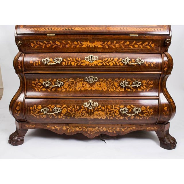 18th Century Dutch Burr Walnut Floral Marquetry Bureau For Sale - Image 4 of 8