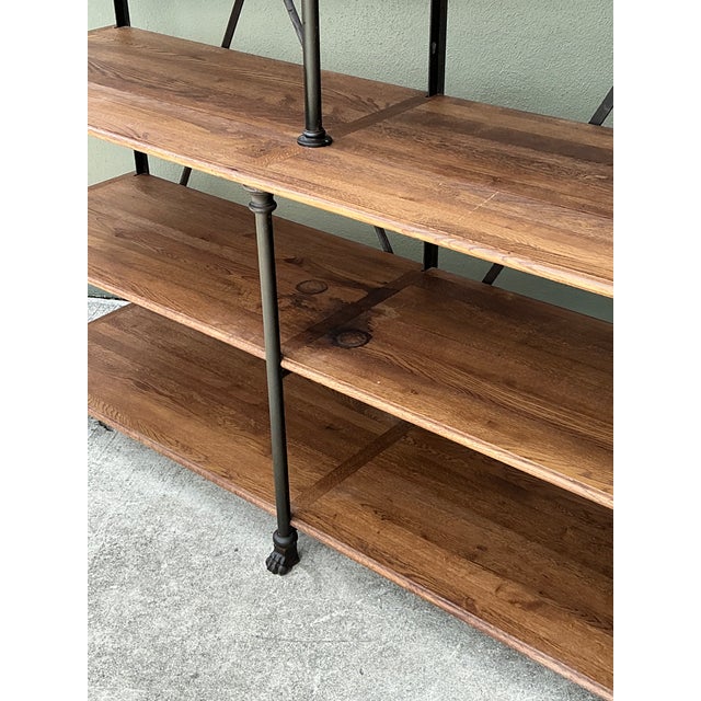 Vintage French Plank Wood and Metal Industrial Bookshelf For Sale - Image 9 of 12