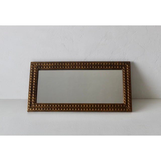 Late 20th Century Mid-Century Italian Style Antiqued Gold Brass Finish Bubble Frame Rectangular Wall Mirror For Sale - Image 5 of 14