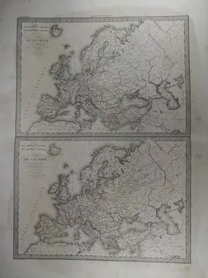 Antique Maps of Europe in the 9th and 16th Century Showing the Empires of Charlemagne and Charles Quint the V.