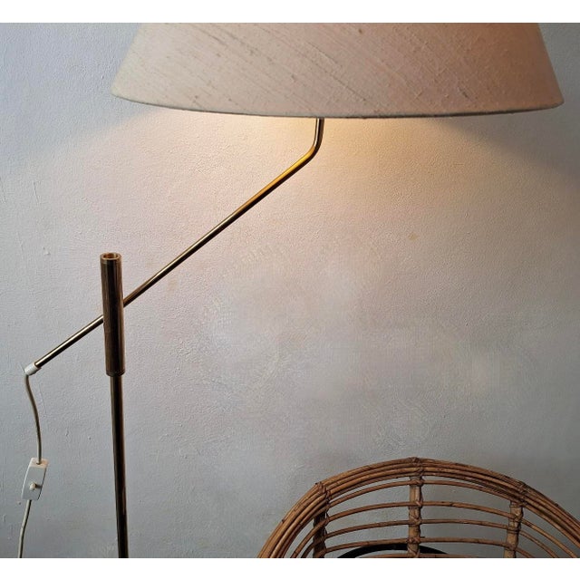 Mid-Century Adjustable Brass Floor Lamp, 1950s For Sale - Image 5 of 17
