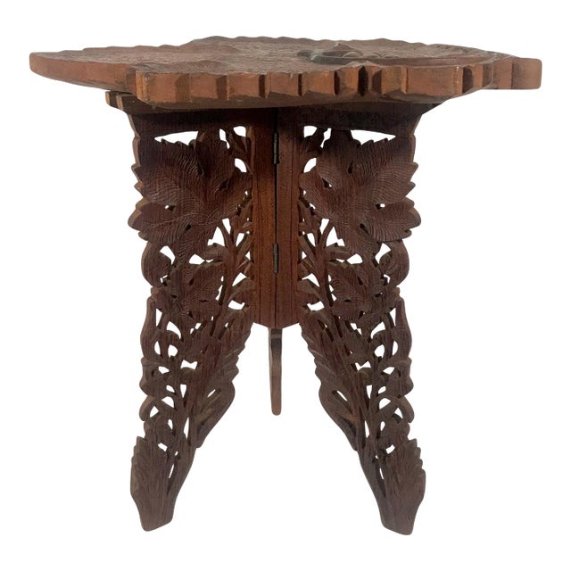 Vintage Fruitwood Grape Leaf Side Table, Drinks Table. Or Pedestal For Sale