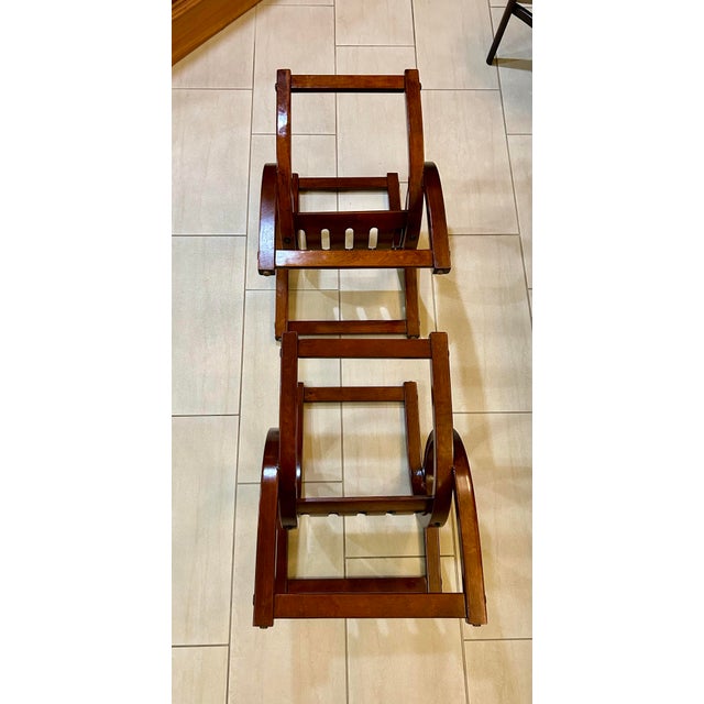 Two Midcentury Modern Coffee / End Tables Deep Warm Wood Finish W/ Bookshelf Underneath and Glass Rectangular Tops For Sale - Image 9 of 10