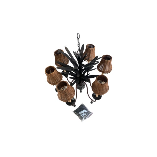 Vintage Sculptural Tole Metal Six Arm Pineapple Chandelier For Sale In Naples, FL - Image 6 of 9