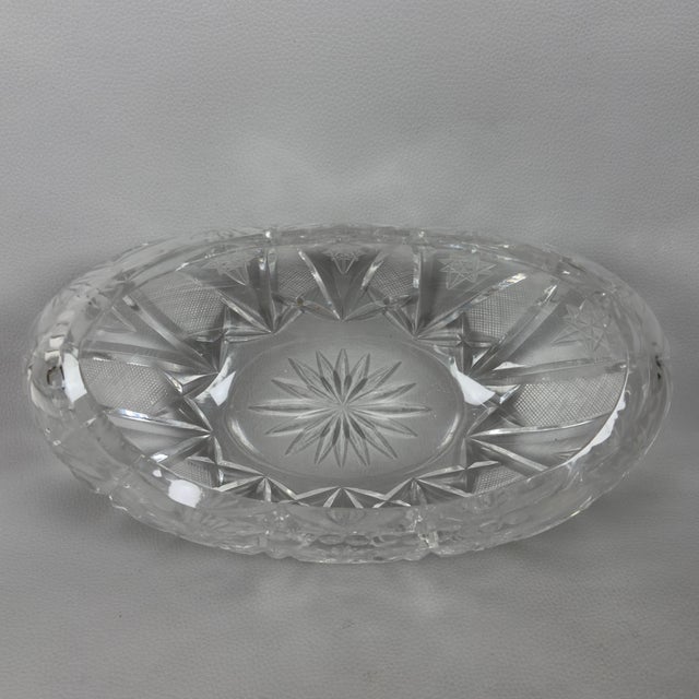 1960s Bohemian Oval Crystal Centerpiece Vase, 1960s For Sale - Image 5 of 11