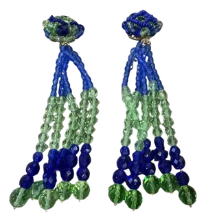A Pair of 21st Century Coppola E Toppo Blue and Green Crystals Earrings