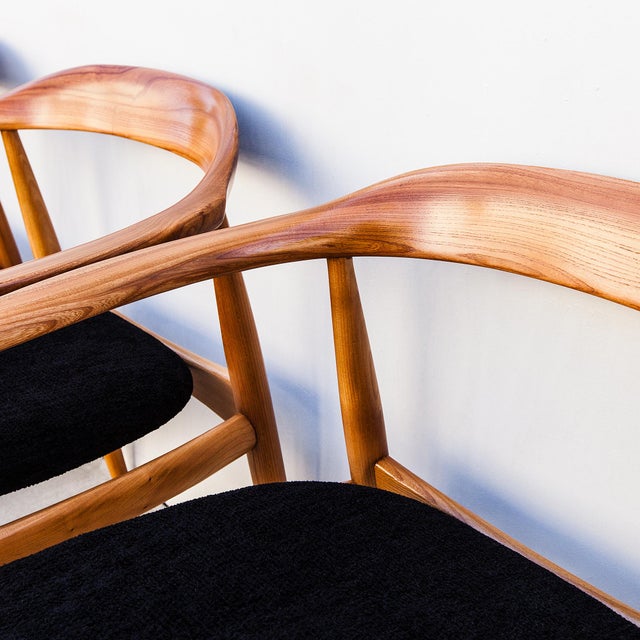 Mid-Century Modern 1960s Restored Danish Modern Round Back Armchairs by Illum Wikkelso for Niels Eilersen For Sale - Image 3 of 15