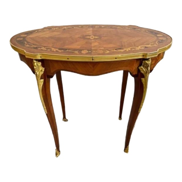 Early 20th Century Louis XIV French Marquetry and Ormolu Baroque Side Table For Sale
