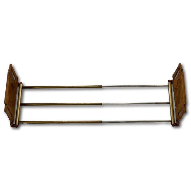 Unusual Antique 1910s Cast Iron American Indian Motif Telescoping Adjustable Size Bookend Rack With Nice Original Paint For Sale - Image 16 of 18