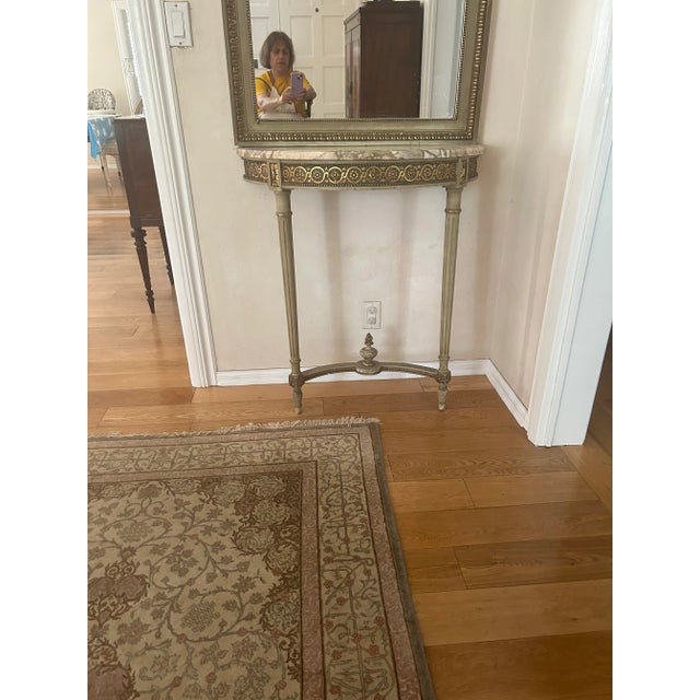 19th Century French Trumeau mirror hand painted , The Trumeau mirror depicts a "scene galante " scenery. on a beautiful...