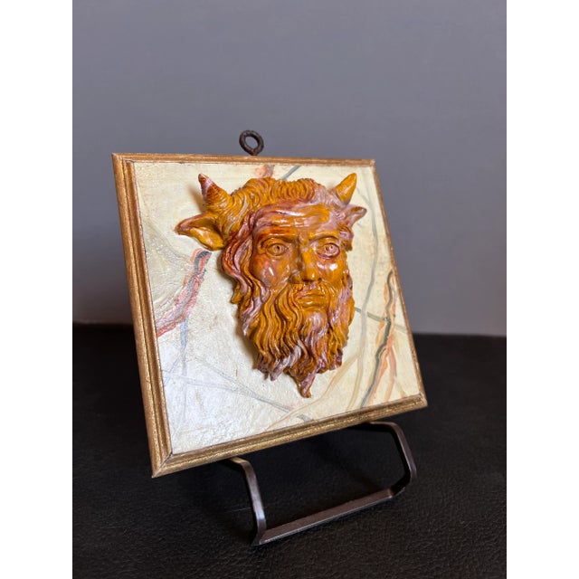 Grand Tour Grand Tour Style Hand Carved Faux Marble Painted Bust of Acheloos the God of Lezoux Paperweight Plaque For Sale - Image 3 of 9