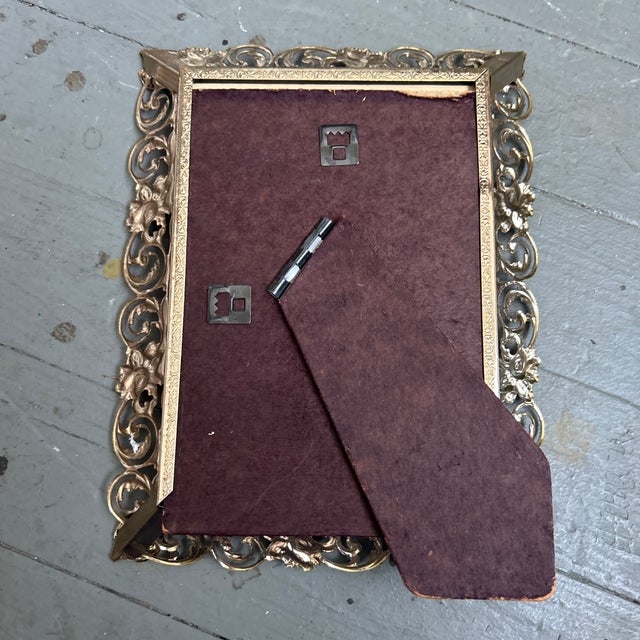 1970s 1970’s Original Ornate Metal Photo Frame 5x7 For Sale - Image 5 of 5