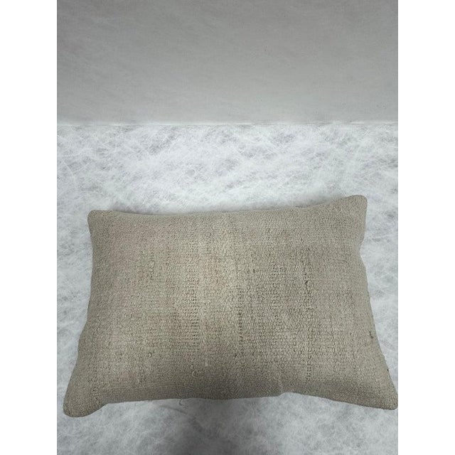 Turkish Hemp Pillow Cushion Natural Cream Pillow Cushion Cover 16" x 24" For Sale - Image 4 of 4