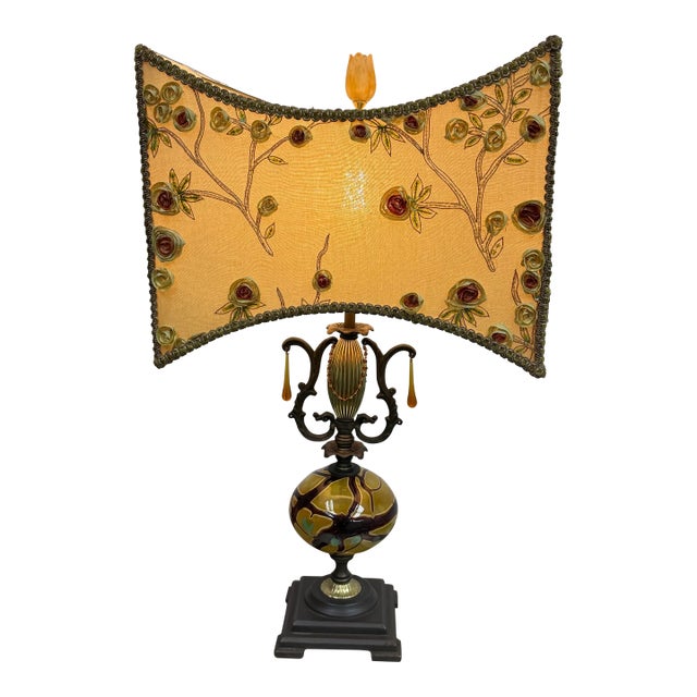 Pazzazed Floral Embellished Table Lamp For Sale