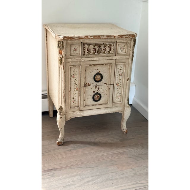 Beautiful set of 2 antique French side tables circa early 1900s, handpainted with incredible detail with French Limoge...