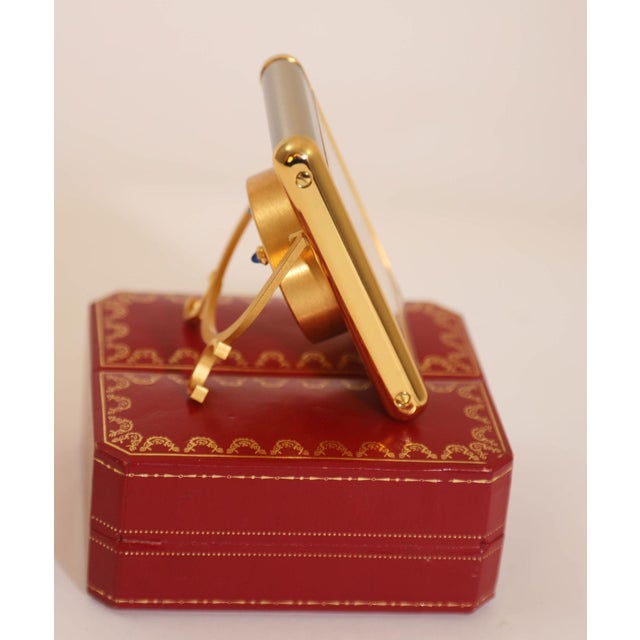 Cartier Tank Desk Clock Two-Tone Gold and Steel For Sale In Palm Springs - Image 6 of 14