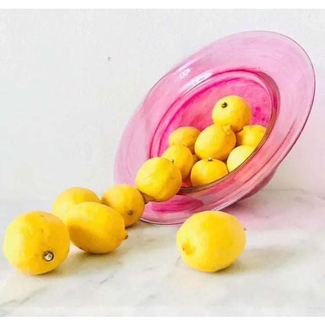 Blown Glass Hot Pink Statement Bowl For Sale - Image 11 of 11