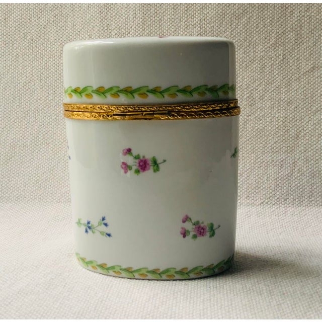 French Country Limoges Porcelain Lidded Box With Bronze Mounts For Sale - Image 3 of 18
