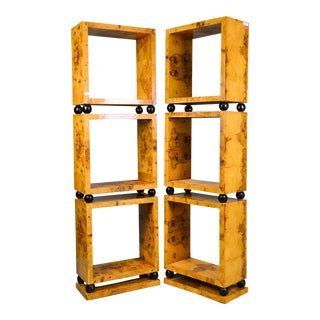 Late 20th Century Tall Art Deco Open Bookcases - a Pair For Sale