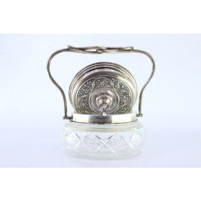 Metal Cut Glass Candy Box with Silver Structure For Sale - Image 7 of 10