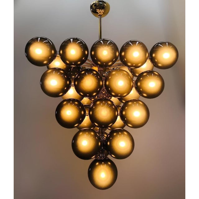 Not Yet Made - Made To Order 21st Century Italian Grappolo Polished Brass Frosted Smoky Murano Glass Chandelier by Fabio LTD For Sale - Image 5 of 7