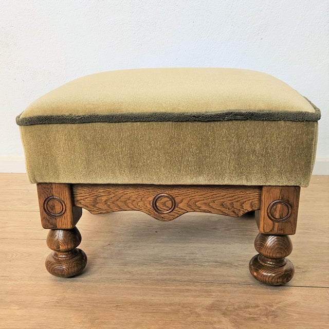 Vintage Green Stool on Wheels, 1970s For Sale - Image 4 of 6