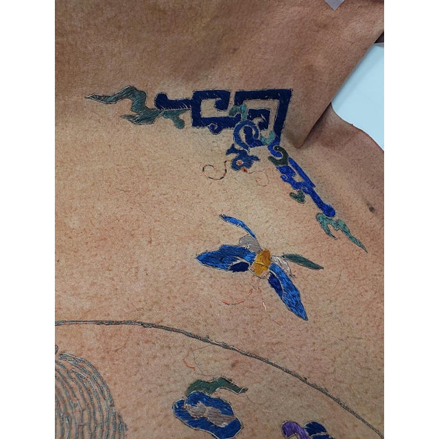 Vintage Chinese Intricately Hand Embroidered 36" X 26" Table or Altar Cloth - Mythical Creatures For Sale - Image 9 of 17