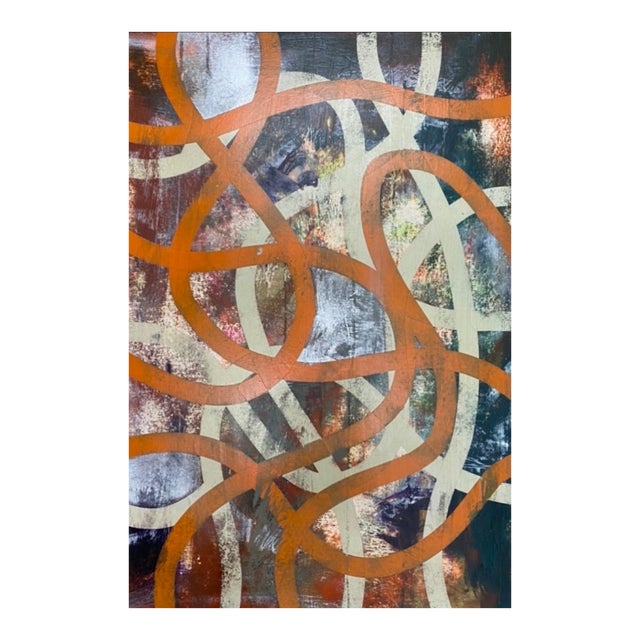 William Finlayson Jr. Original Mixed Media Painting on Panel “Burnt Orange Ribbons” 2020 For Sale