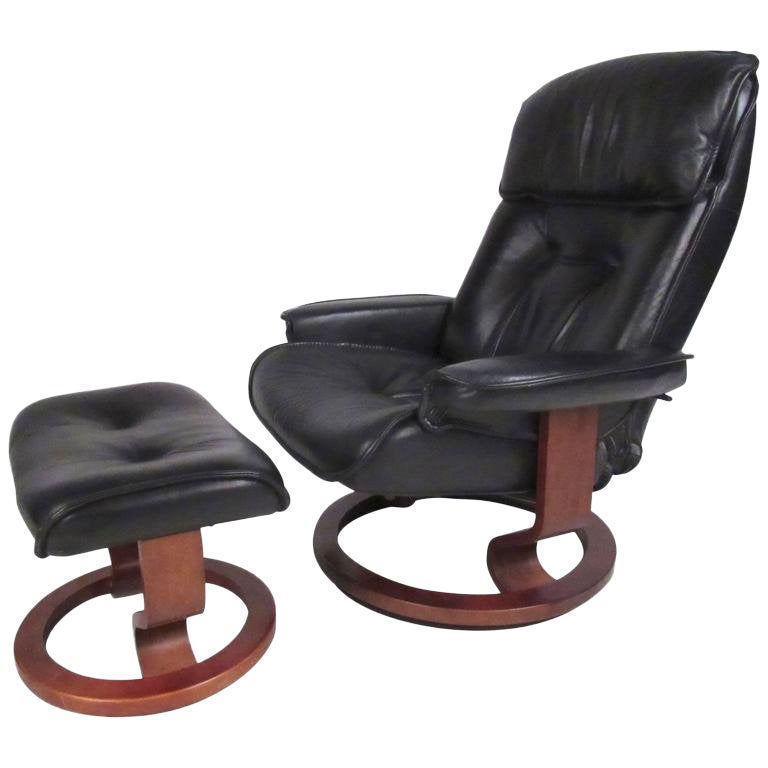 Danish Modern Leather Recliner & Ottoman A Pair Chairish