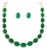 110 Ct Oval Natural Cabochon Emerald & Diamond Necklace, Earring Suite 14 K Gold For Sale