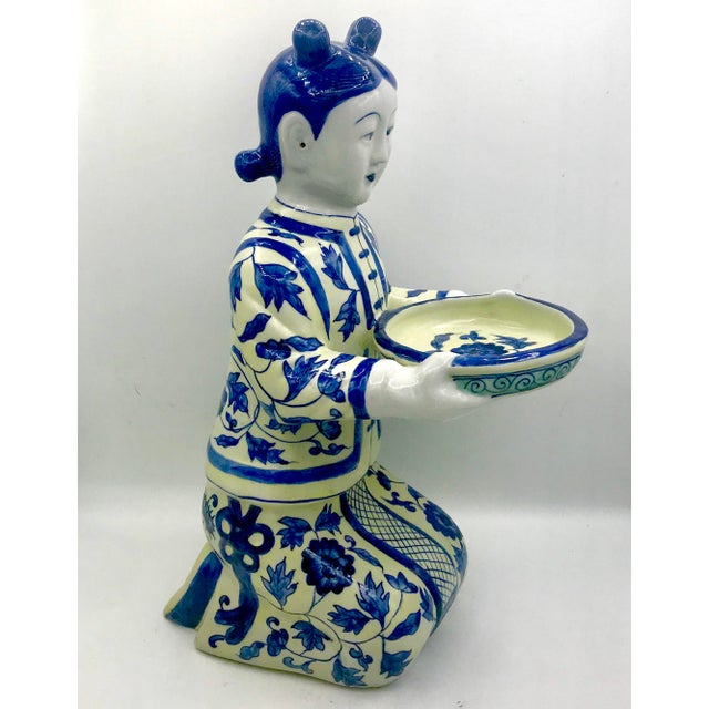 Mid 20th Century Mid 20th Century Chinese Woman Holding Plate Figurine For Sale - Image 5 of 12