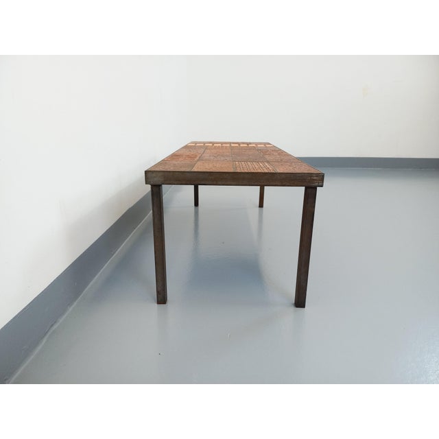Vintage Rectangular Coffee Table in Steel and Ceramic by Jean Jaffeux, 1960s For Sale - Image 11 of 14