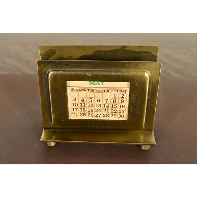 Art Deco Roycroft Arts & Crafts Brass Finished Hammered Copper Letter Rack With Calendar Frame or Picture Frame For Sale - Image 3 of 16