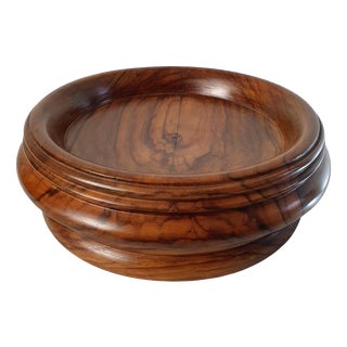 Antique Turned Olive Wood Vide Poche Bowl, Italy, 1800s For Sale