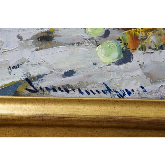 Wood 1970s Vincenzo Aprile 'Natura Morta' Italian Still Life Painting Fruit Mountains Frame For Sale - Image 7 of 12