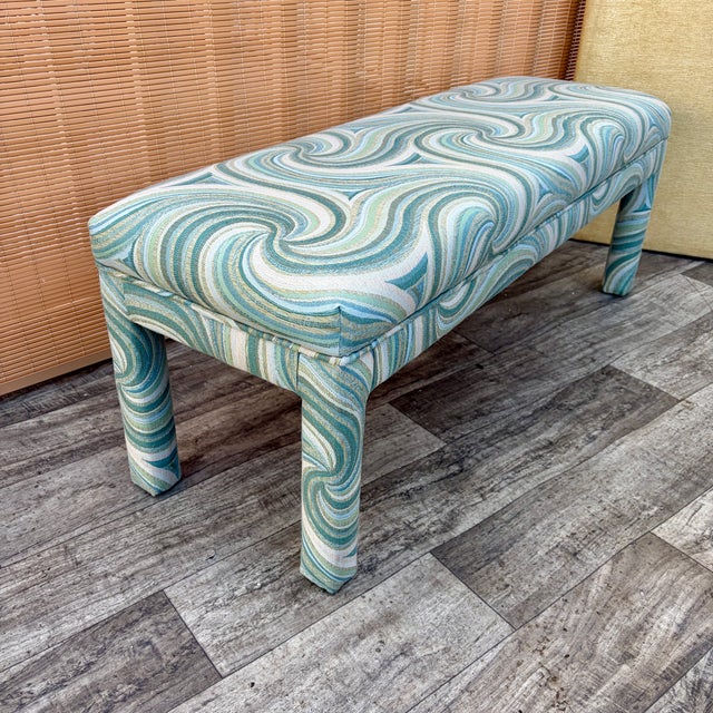 Early 21st Century Fully Upholstered Postmodern Bench With Cushions in the Parson Style. For Sale - Image 10 of 14