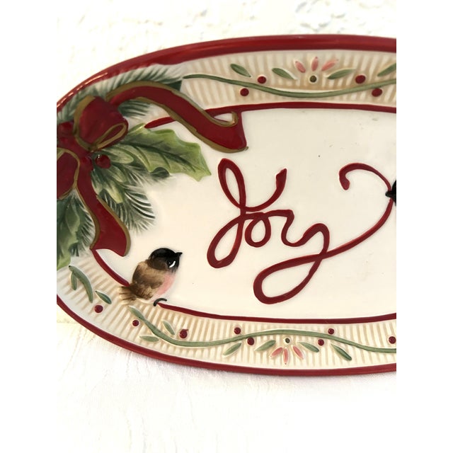 Traditional Vintage Fitz & Floyd Joy Holiday Sentiment Tray For Sale - Image 3 of 5