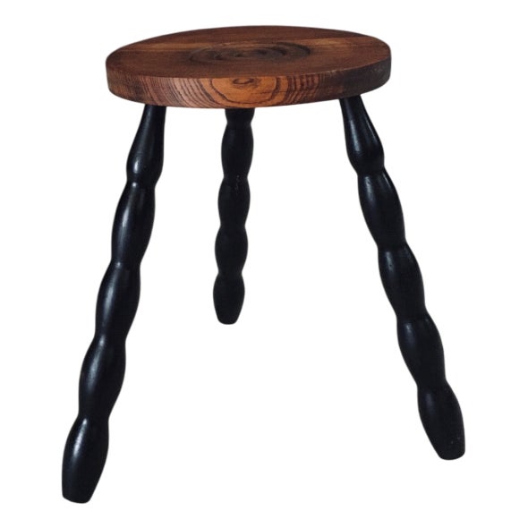 French Bobbin Tripod Stool, 1940s For Sale