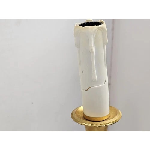 1990s Vintage Laudarte SRL Italy Made Gilt Brass Candelabra Marble Table Lamp For Sale - Image 5 of 16