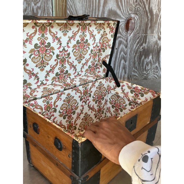 Camel Antique Boho 19th Century Travel Trunk For Sale - Image 8 of 12