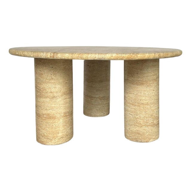 Modern Tan Round Concrete Accent Table For Sale