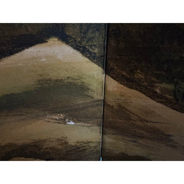 Japanese Vintage Japanese Hand‑Painted Landscape Byōbu Screen, Signed For Sale - Image 3 of 12