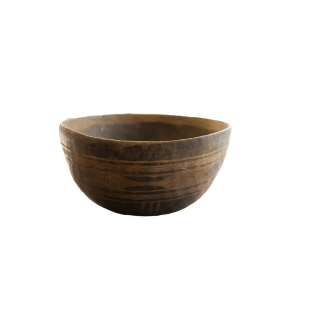 Brown Vintage African Wooden Bowl For Sale - Image 8 of 8