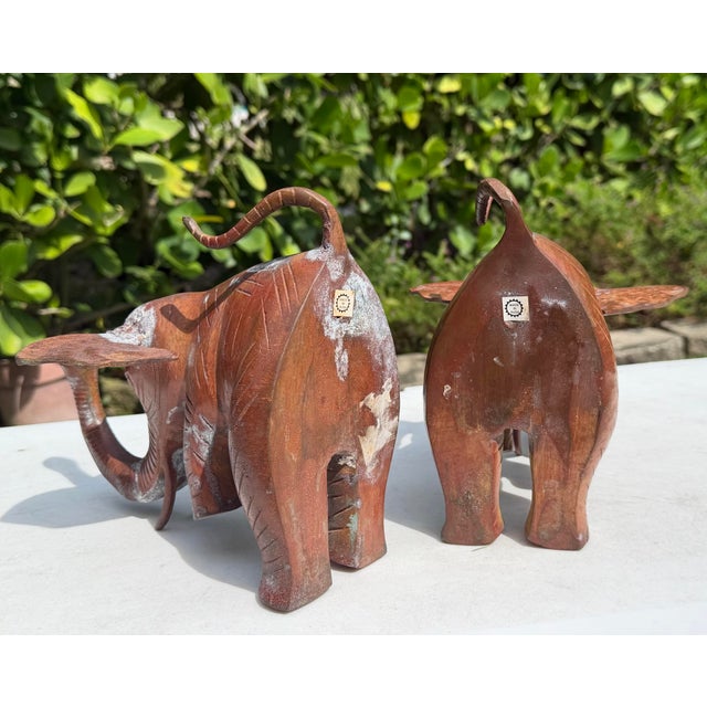Metal Vintage Oversized Metal Elephant Bookends With Weathered Patina, Pair For Sale - Image 7 of 9