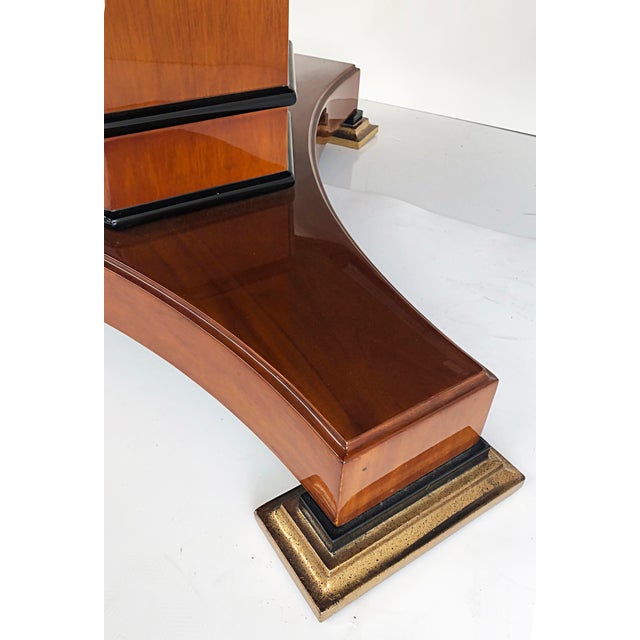 Neoclassical Expanding French Polish Dining Table, Gold Leaf and