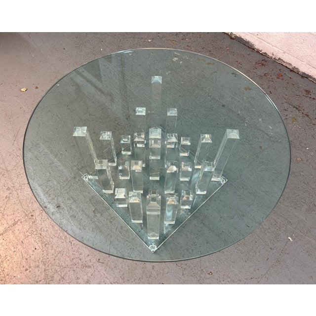 Mid-Century Hollis Jones "Skyscraper" Style Lucite Coffee Table W/ Glass Top For Sale - Image 4 of 9