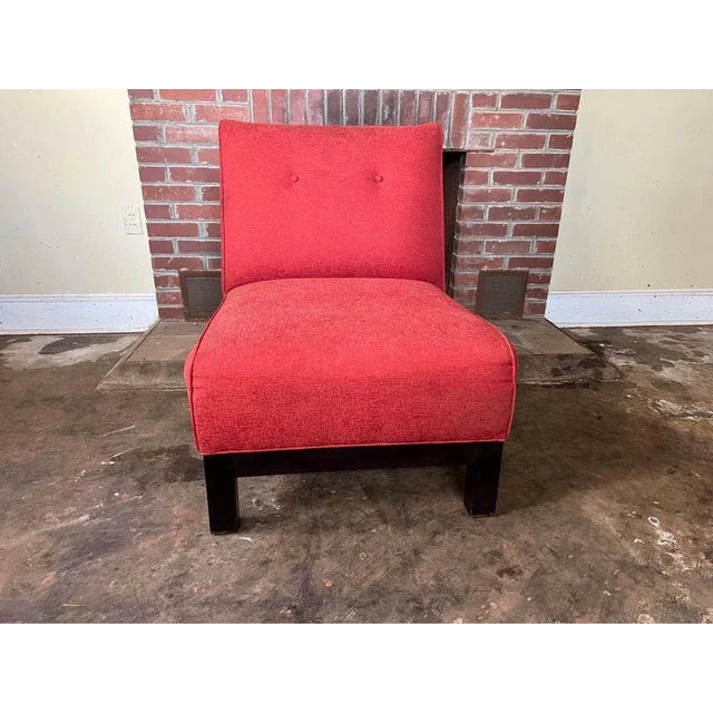 Early 21st Century Pair Crate & Barrel Upholstered Lounge Slipper Chairs. For Sale - Image 5 of 11