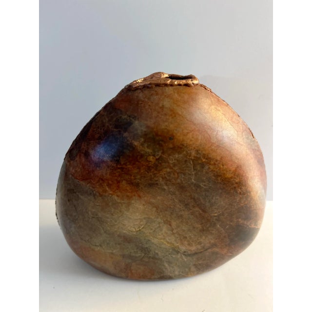 Mid-Century Modern Vintage Artist Made Copper Vase For Sale - Image 3 of 5