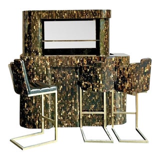 Vintage Boho Tessellated Horn Dry Bar Set of 5 For Sale