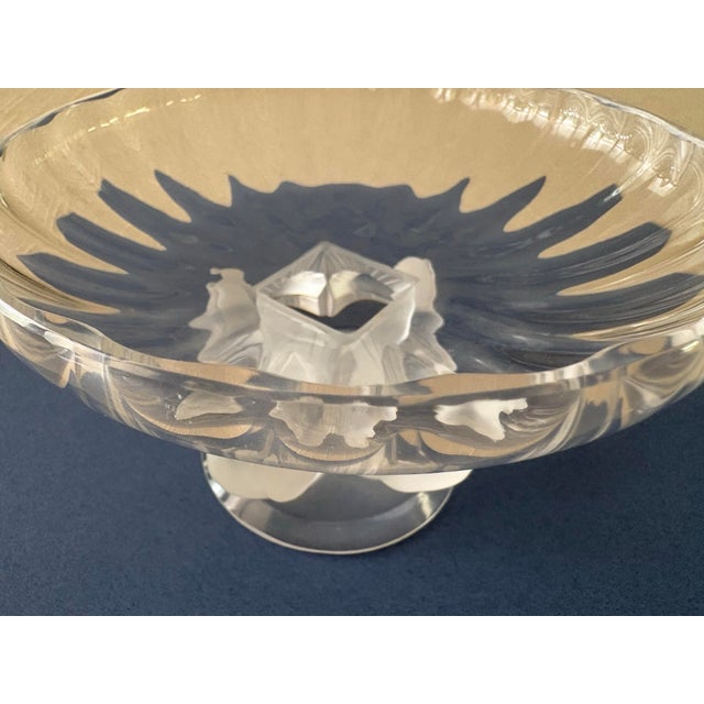Lalique "Nogent" Crystal Compote Bowl and Stand Alone Sparrows (Signed) For Sale - Image 11 of 12